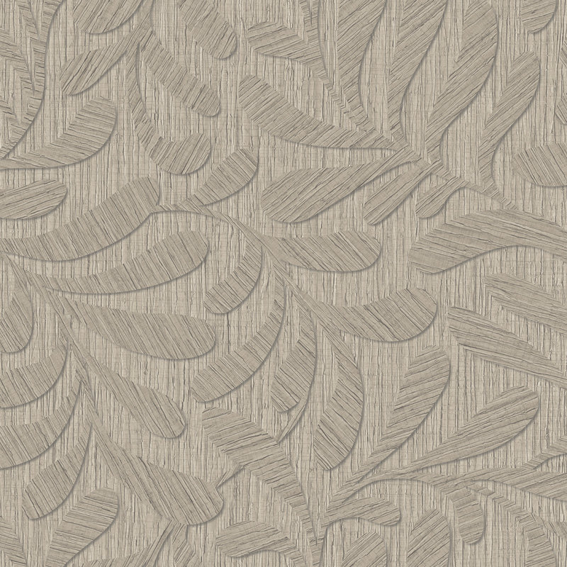 Carved Foliage Wallpaper Sample, Grey