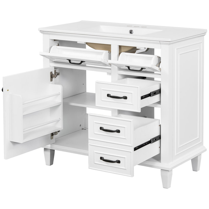 Ensemble de meuble-lavabo 36 "avec lavabo en céramique, Blanc