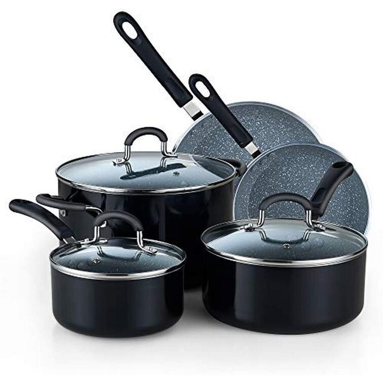 Not a Square Pan Nonstick Cookware Set, Pans W/Lids, Black (8 Piece) -  Esbenshades