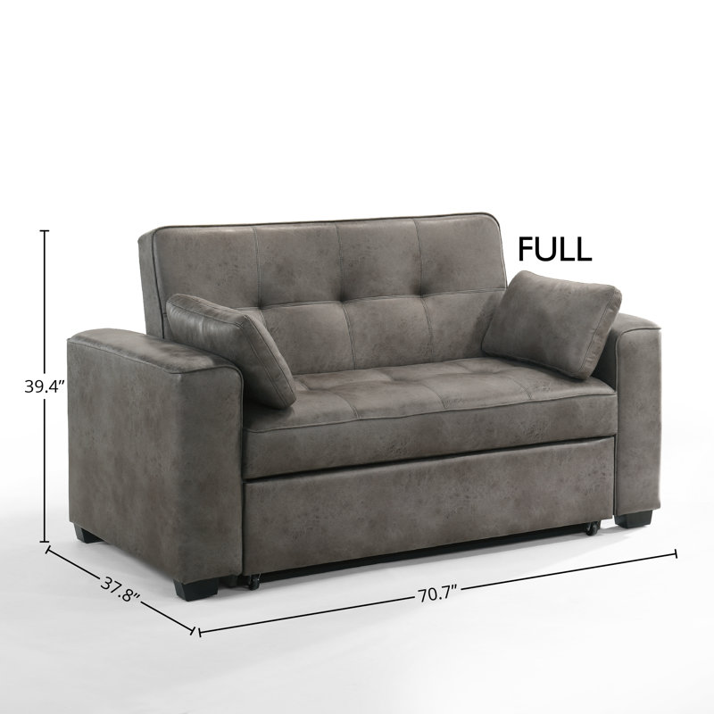 Kridia 77'' Faux Leather Reclining Sleeper Sofa, Stone Faux leather, Full