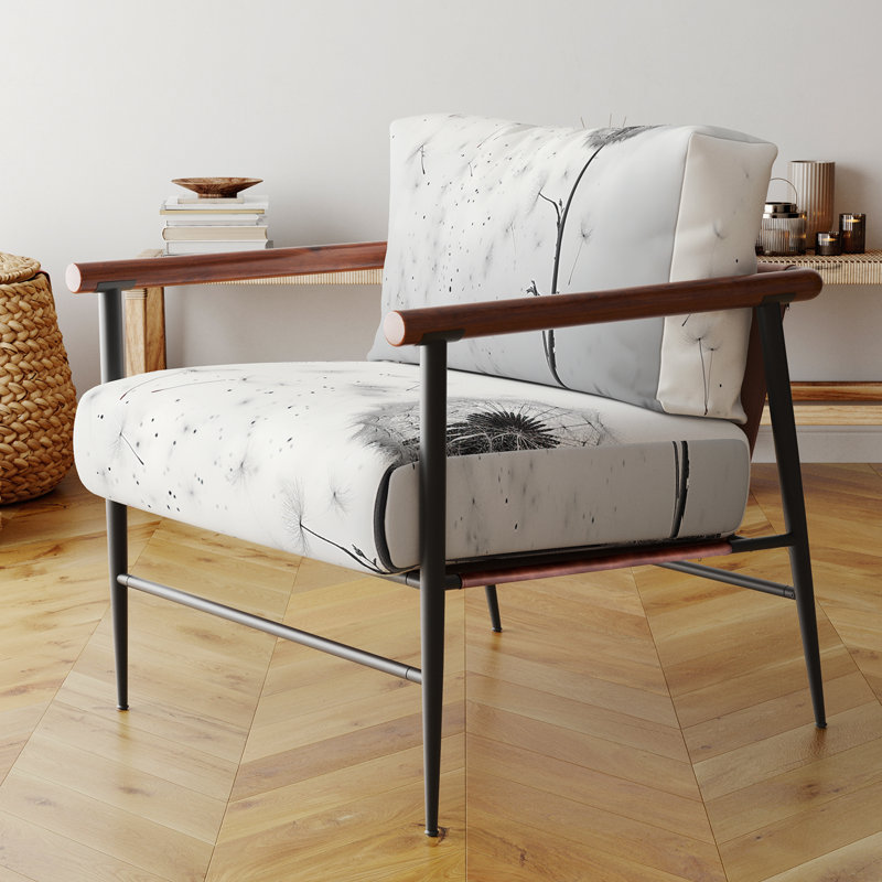Chaise avec accoudoirs rembourrée Minimalims Dandelion Natures Fragility I, Noir
