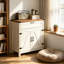 Buffet blanc moderne avec buffet, armoire de rangement rustique avec deux portes de grange et un tiroir pour la cuisine, la salle à manger et le salon