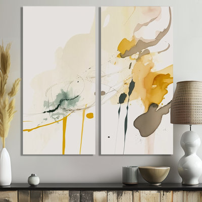 Touched By Mustard Yellow And Ultimate Gray II - Blue Modern Canvas Prints