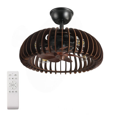 19" Wooden Ceiling Light, Hemispherical Ceiling Light with Handcrafted Wooden Sat Shade ,for Bedroom Hallway Living Room Kitchen,4-Light Wooden Chandelier, 3 ABS Blades
