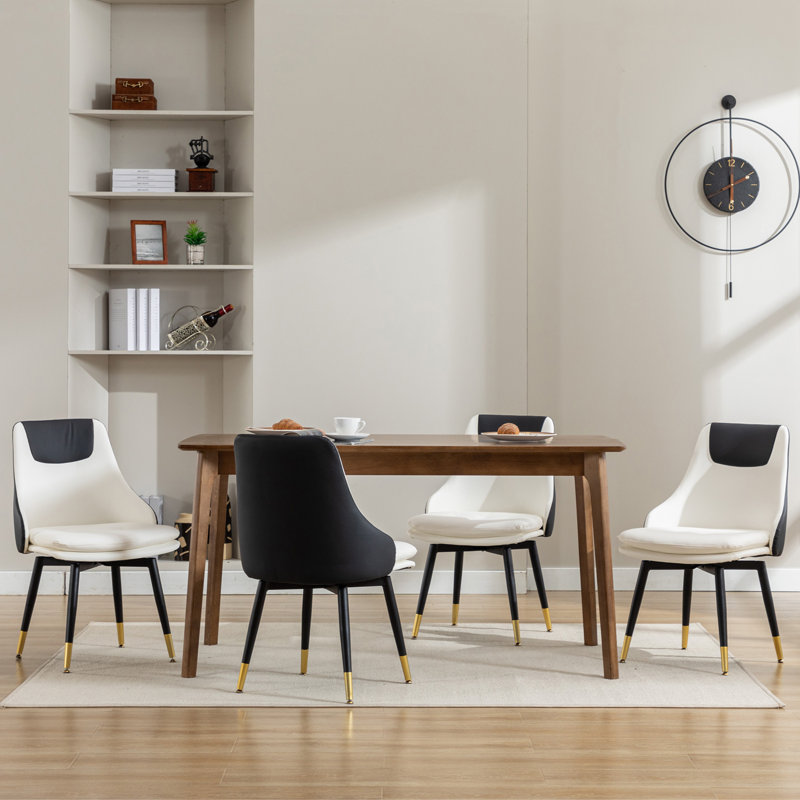 Yaden Tufted Swivel Upholstered Dining Chair, White