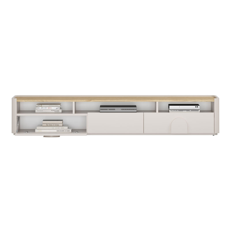 Sadeen Unfinished TV Stand for TVs up to 77", Beige/Oak