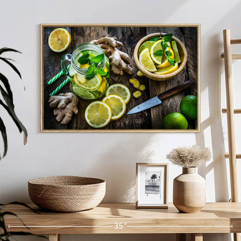 Cuisine au citron, Cadre flottant en bois naturel, 25 po x 17 po
