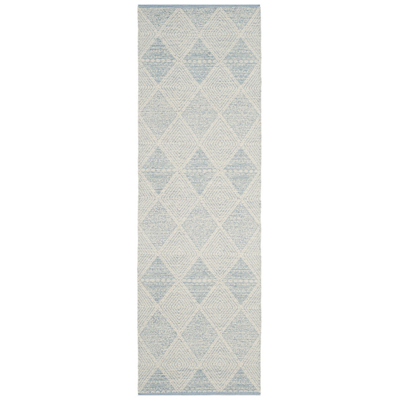Bester Hand Woven Cotton Geometric Rug, Runner 2'3" x 7'
