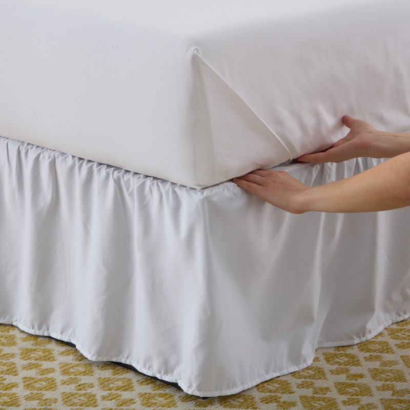 Cal King 80gsm Microfiber Ruffle Bed Skirt - White