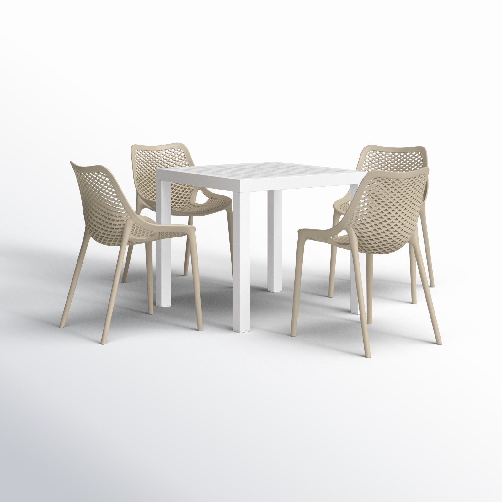 Asherton Square 4 - Person Dining Set, White/Taupe