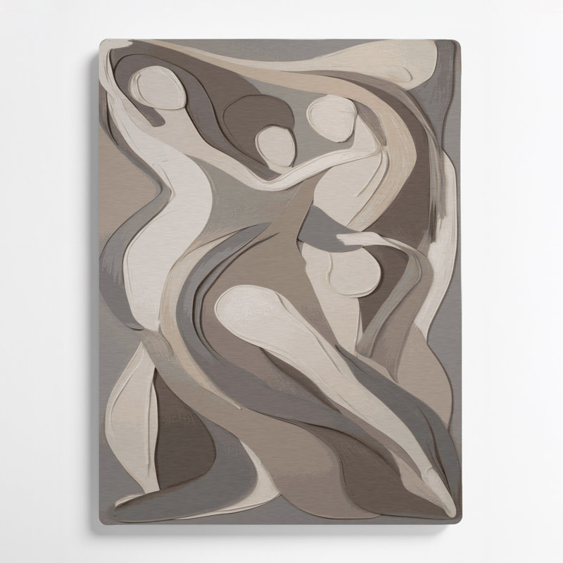 Abstrait art mural gris figuratif 26, H 11 po x l 14 po