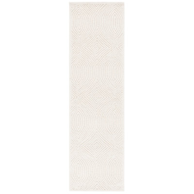 Katosha Textural Hand Tufted Wool/Cotton Geometric Rug in Ivory