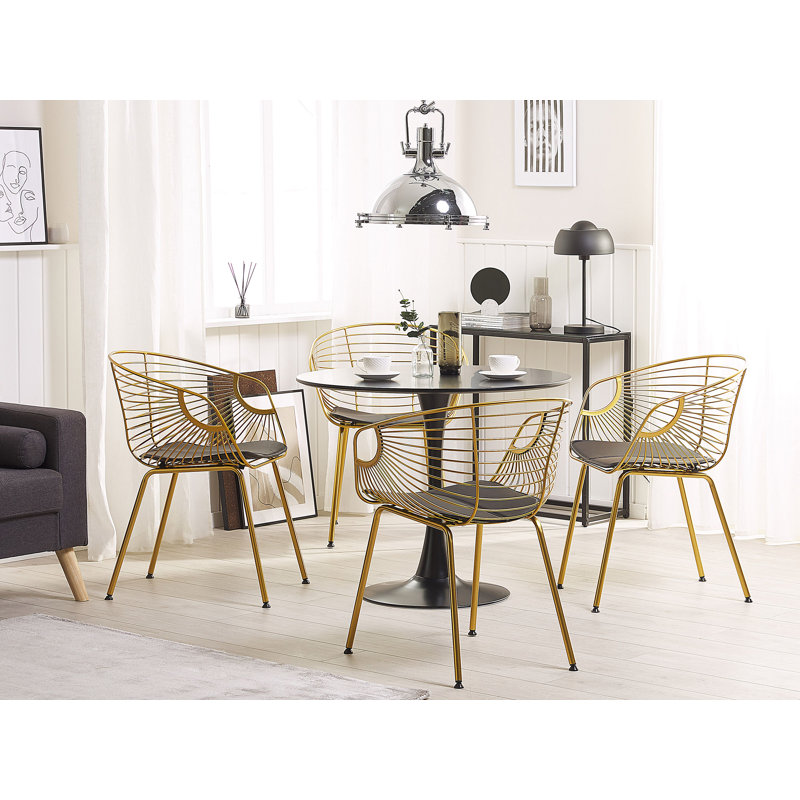 Bonneau 46cm H Upholstered Ladder Back Armchair, Gold