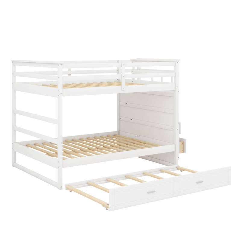 Spacious Full-Over-Full Bunk Bed With Detachable Twin Trundle, Blanc