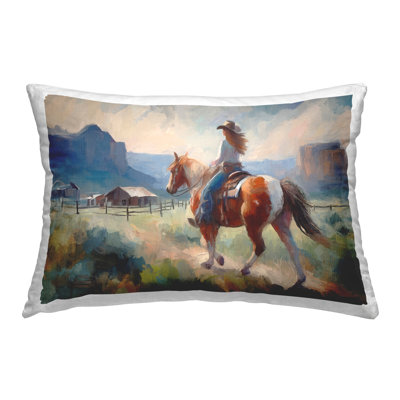 Coussin décoratif équestre «Girl on Horse» par Ramona Murdock