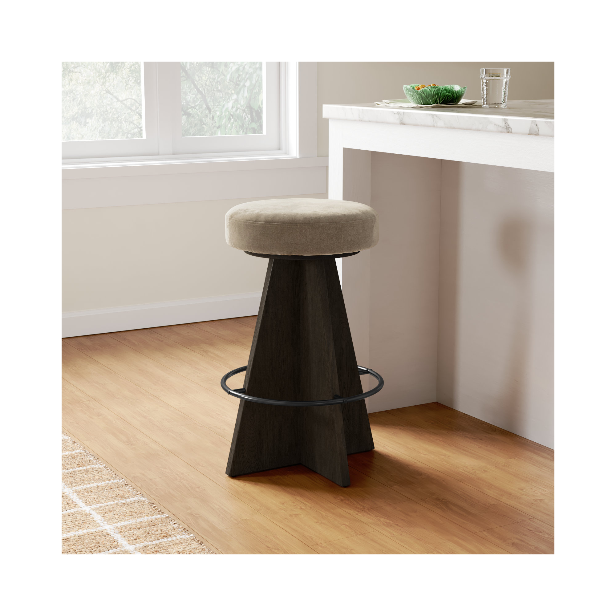 Avari Swivel Upholstered, Brown, Gray, Counter Stool (27.75" Seat Height)