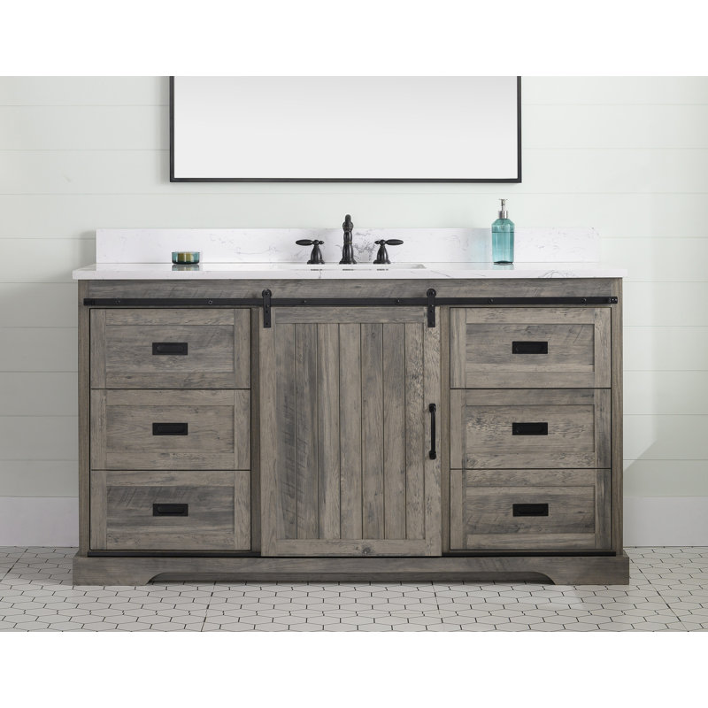 Ensemble de meuble-lavabo double 72 po Cayden, Gris patiné