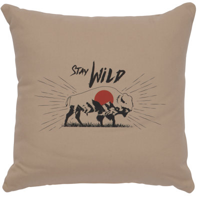 Wooded River Image Pillow - Stay Wild - Cotton Alabaster