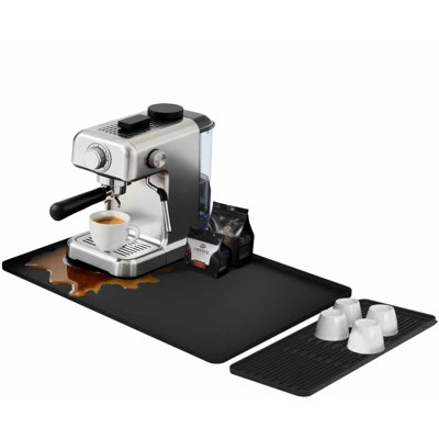 Tapis de café en silicone pour machine à expresso, noir