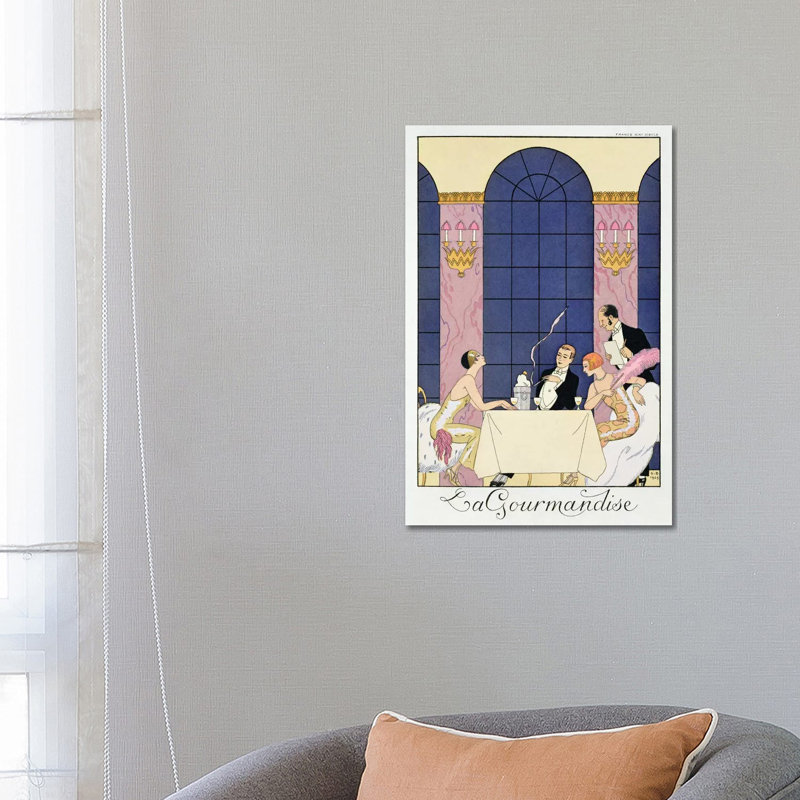 The Gourmands, 1920-30 by George Barbier - Painting on Canvas, 66.04cm H x 45.72cm W x 3.81cm D, Wrapped Canvas