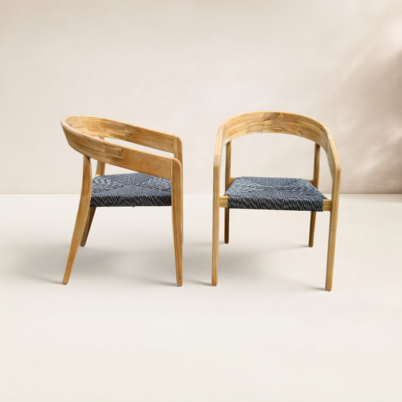 Estate Teak & Cable Wicker Stackable Dining Chair, 2pk, Gray