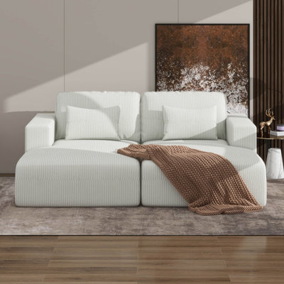 Corduroy Double Sofa Bed With 2 Pillows