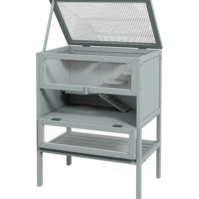 3 petites cages pour animaux de compagnie - grises et fonctionnelles pour hamster, souris, hamster en bois avec tablette de rangement pour fenêtre