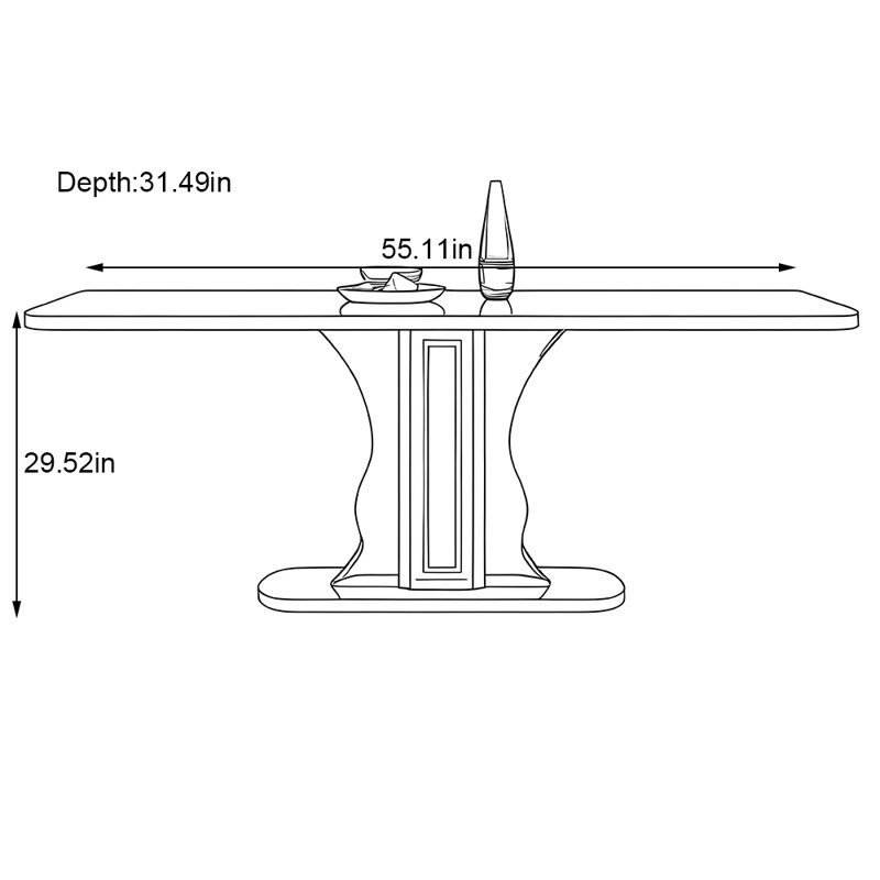 Table de salle à manger rectangulaire minimaliste Home, H 29,52 po x L 55,11 po x l 31,49 po