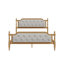 Structure de lit en bois de style traditionnel avec tête de lit tapissier capitonnée, aucun sommier nécessaire, grand lit, noyer antique