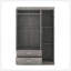 Armoire 3 portes avec 2 tiroirs, effet grain de bois gris-811827132