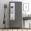 Armoire polyvalente en métal avec tiroirs, porte miroir et tringle pour rangement de vêtements organisé