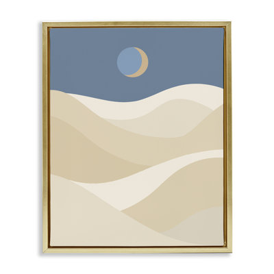 Crescent Moon over Dunes Framed Floater Canvas Wall Art by Daphne Polselli