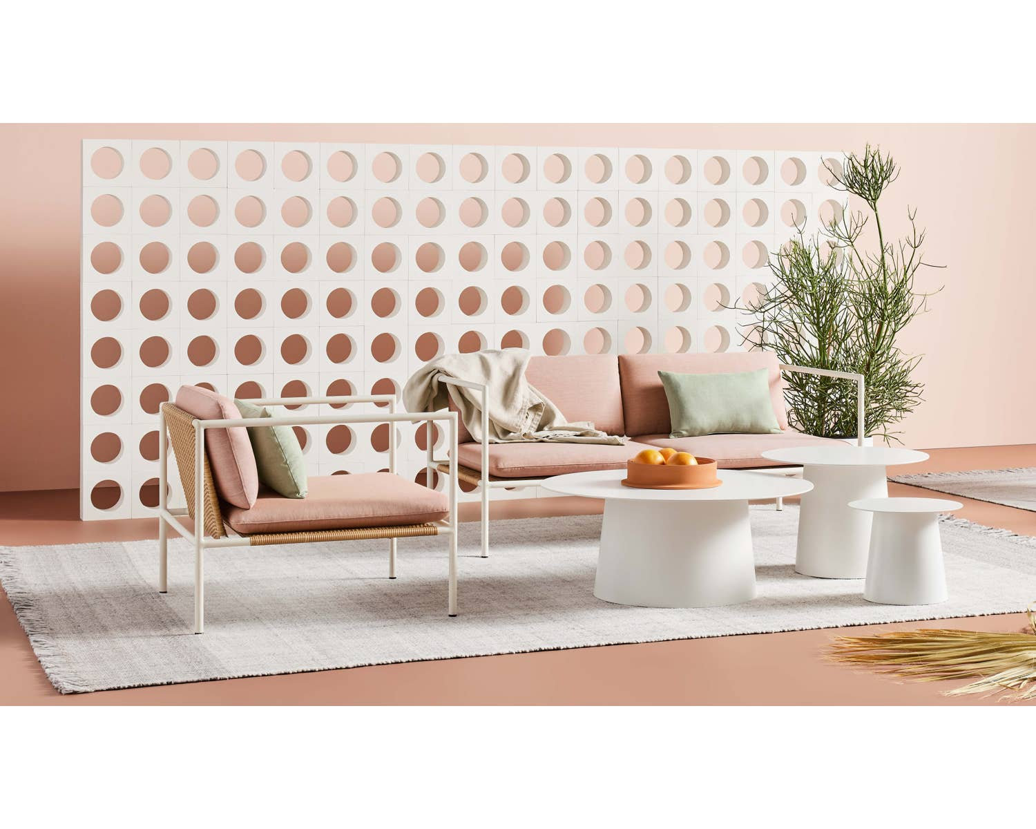 Dog Days 62" Sunbrella® Patio Loveseat, White, Sunbrella Blush