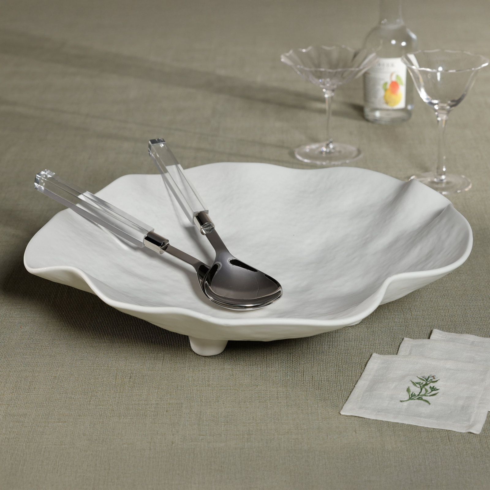 Acrylic Handle Stainless Steel Salad Servers