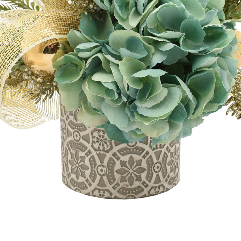 Modern Holiday Hydrangea Arrangement