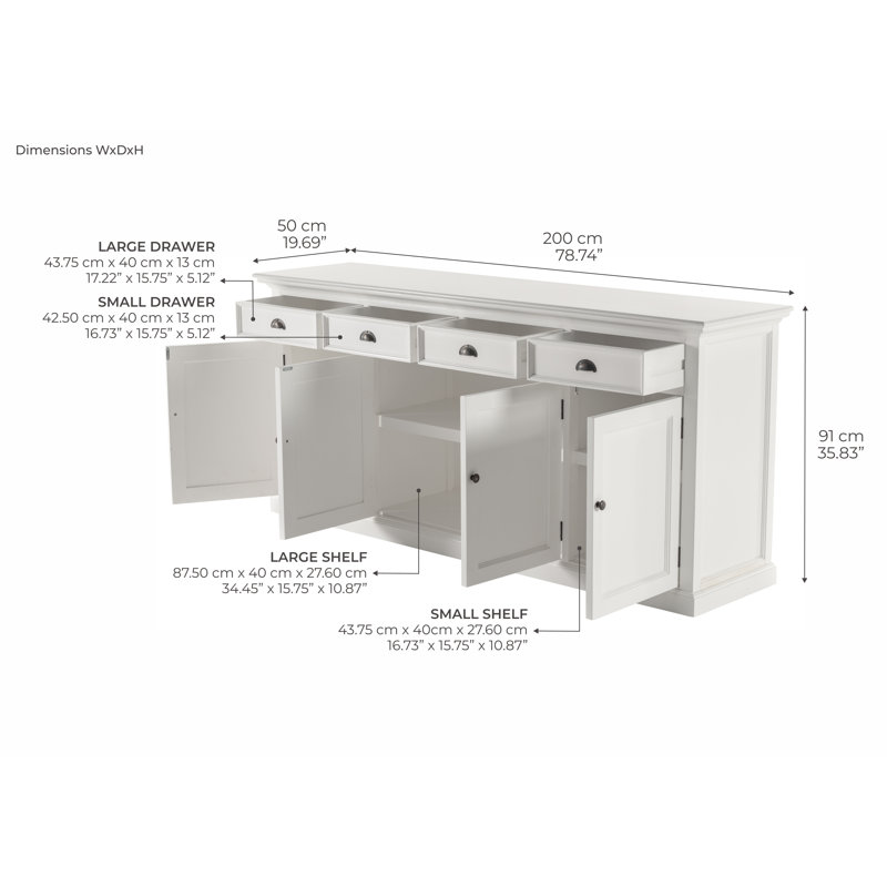 Alfreida 78.74'' Sideboard, White