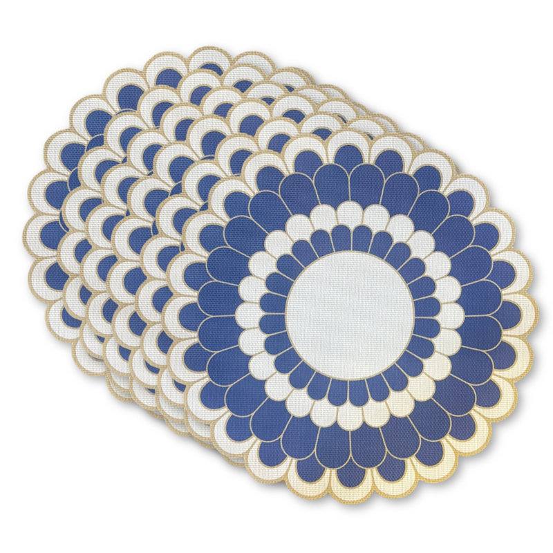  Ensemble de 6 napperons festonnés en vinyle Blooming Flower