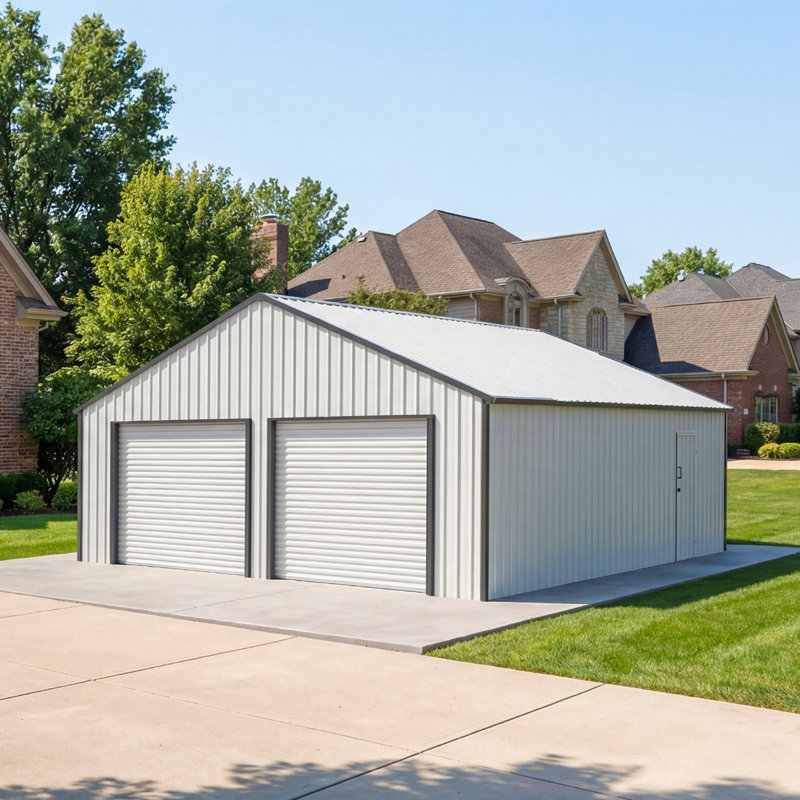 25 pi L 33 pi. D Abri de garage extérieur en métal avec portes