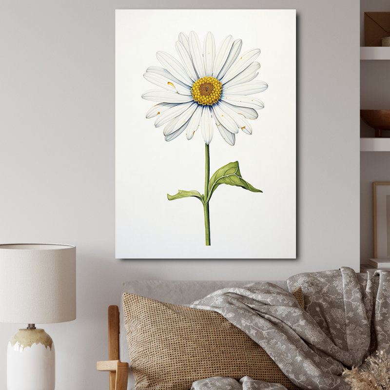 «White Daisies» Sublime Simplicity I - Art mural floral salon, Toile tendue, H 44 po x l 34 po x P 1,5 po