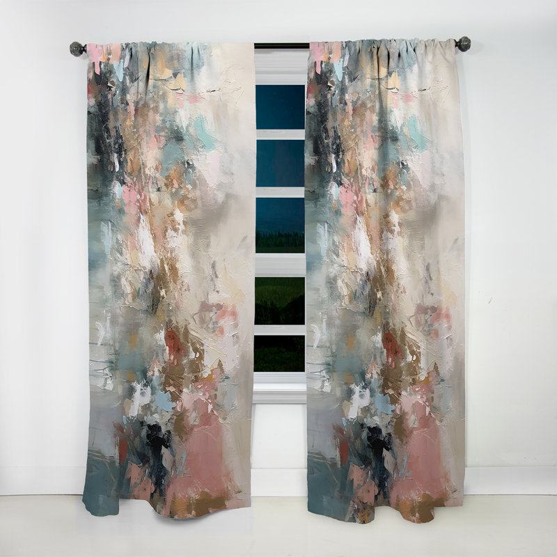 Brushstroke Abstract Painting I - Abstract Collages Curtain - Velvet Room Darkening - 1 panel, 52" W x 120" L