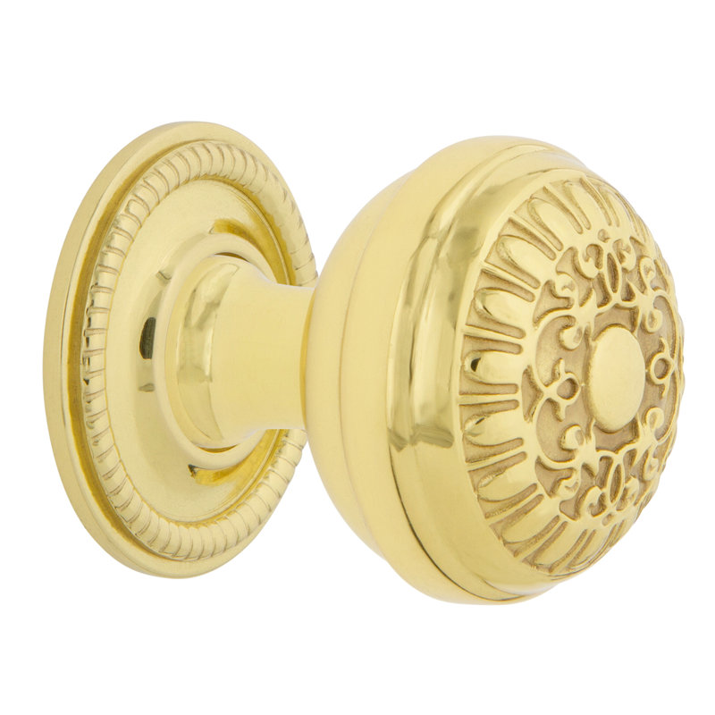 Egg and Dart 1 3/8" Diameter Round Knob, Polished Brass