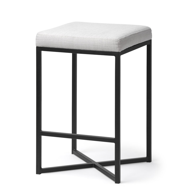 Tabouret de comptoir rembourré Rosetta, Tabouret de comptoir (siège d'une hauteur de 26,4, Blanc