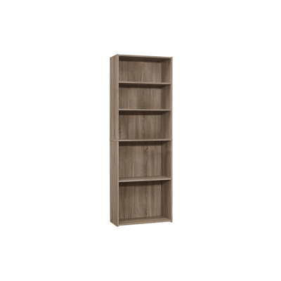 Bibliothèque, bibliothèque, 6 niveaux, H 72 po, bureau, chambre à coucher, stratifié brun, transitionnel