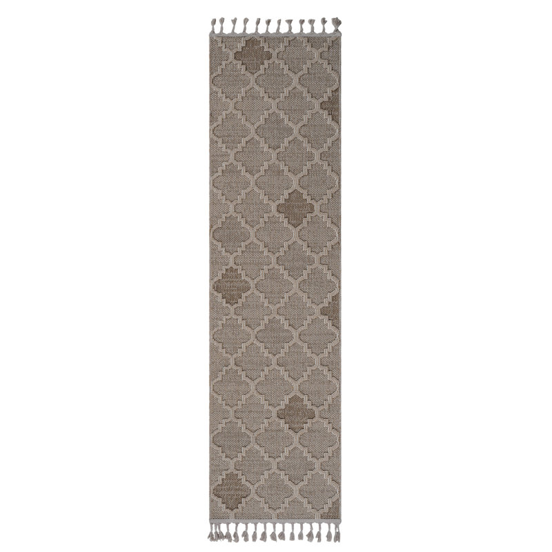 Tapis tissé et treillis crème 2x8