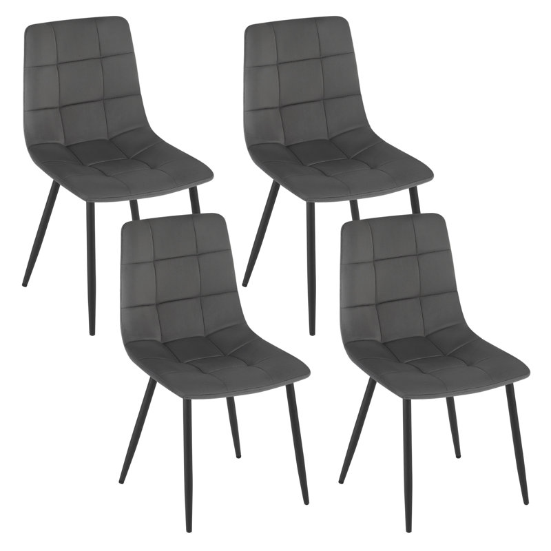 Amatrudo 44.5cm H Velvet Upholstered Side Chair, Grey