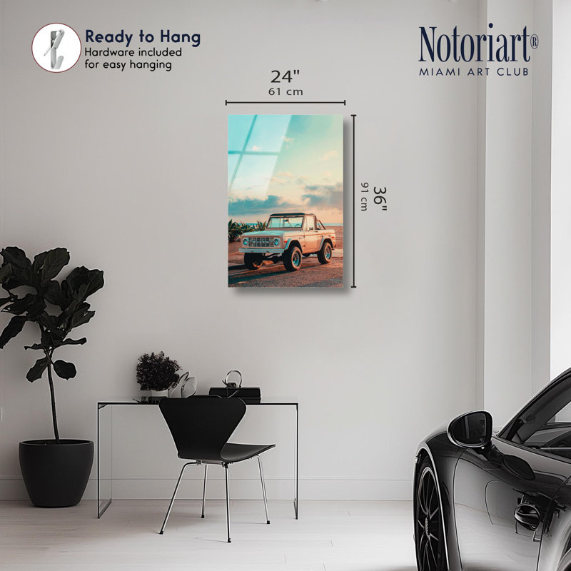 «Parked at sunset», reproduction d'art acrylique sur toile par Notoriart, H 36 po x l 24 po