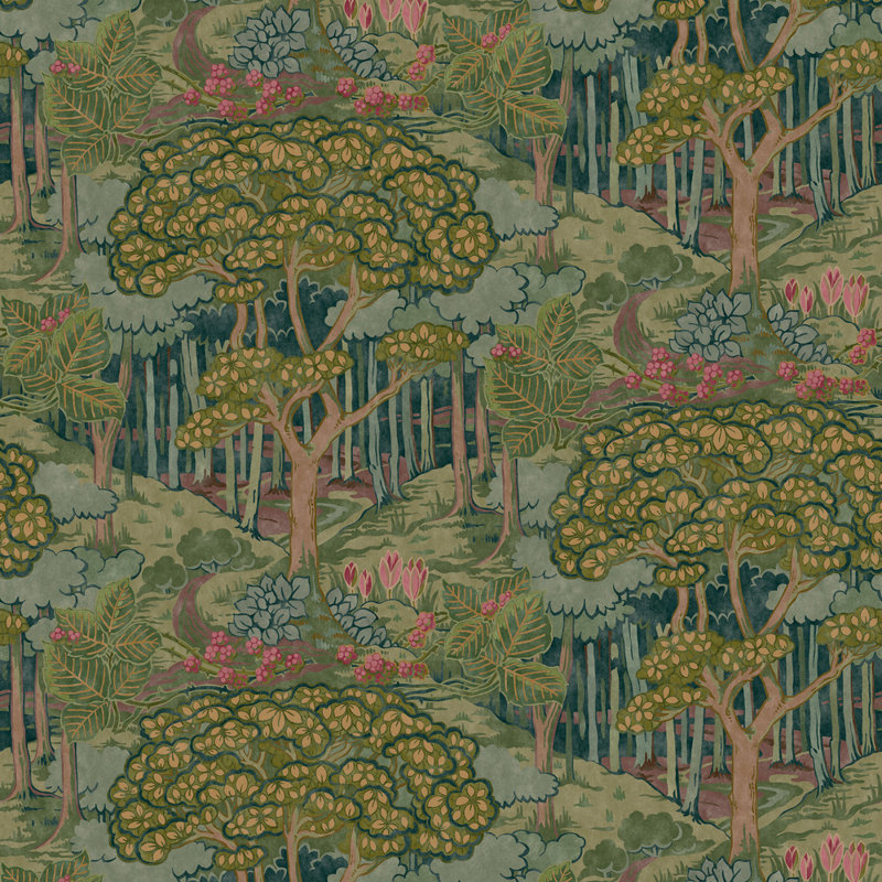 32.82' L x 27.58" W Wallpaper Roll, Emerald