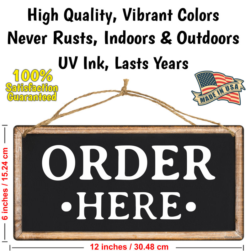 Black and White Aluminum Order and Pick-Up Signs Set