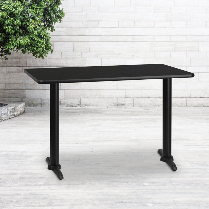 Plateau de table rectangulaire en stratifié de 30 po x 42 po avec base de hauteur de table de 5 po x 22 po Jarreth, Noir