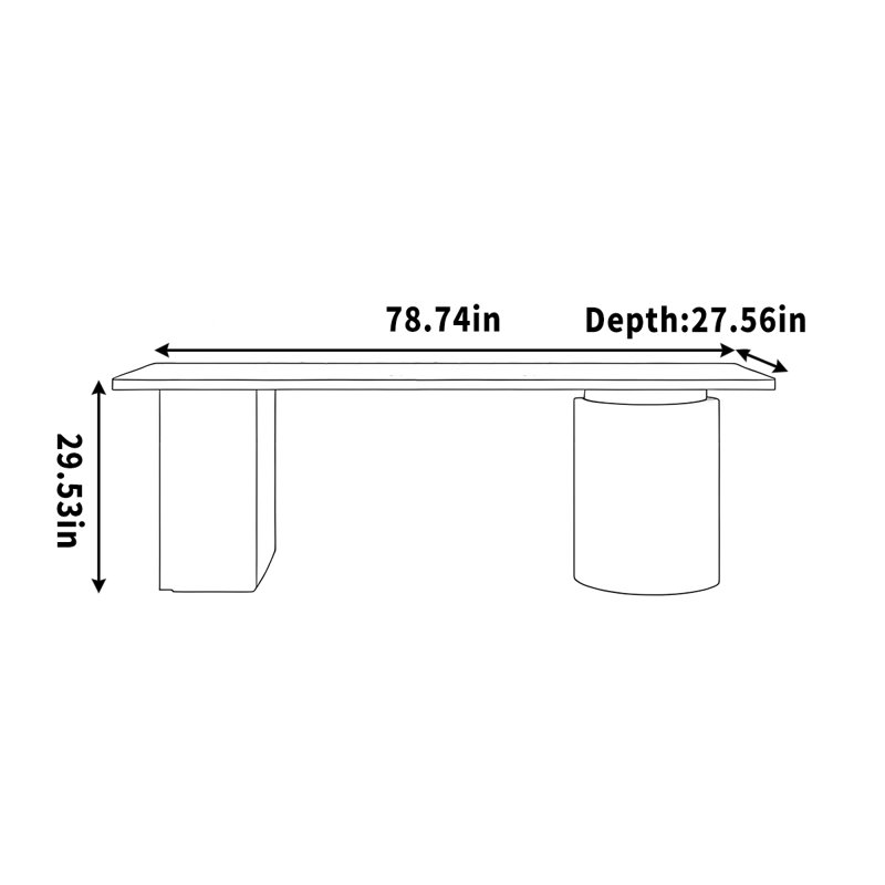 Junkins, H 29,53 po x l 78,74 po x P 27,56 po